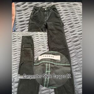 PacSun Womens Dark Green Carpenter Style Cargo Pants 22
